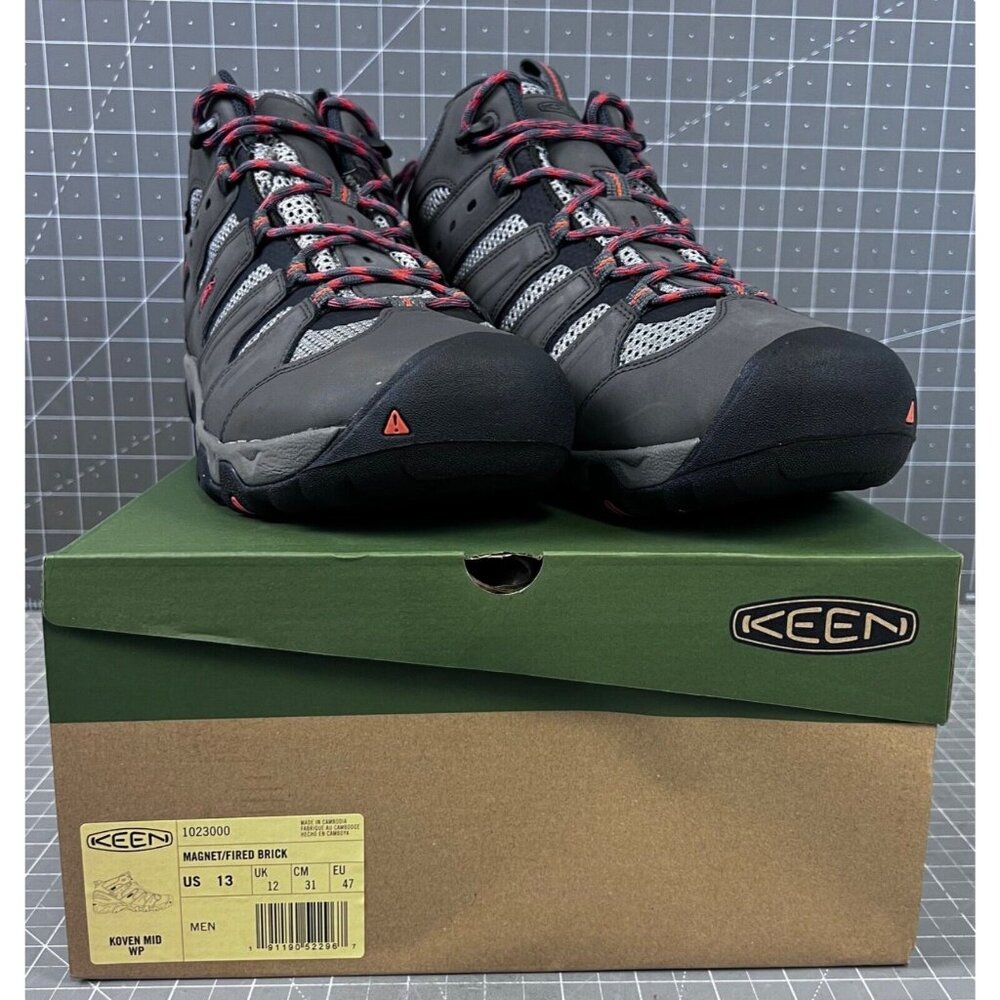 KEEN Koven Mid WP Hiking Outdoor Shoes Gray/Red Men’s Sz. 13 NIB New